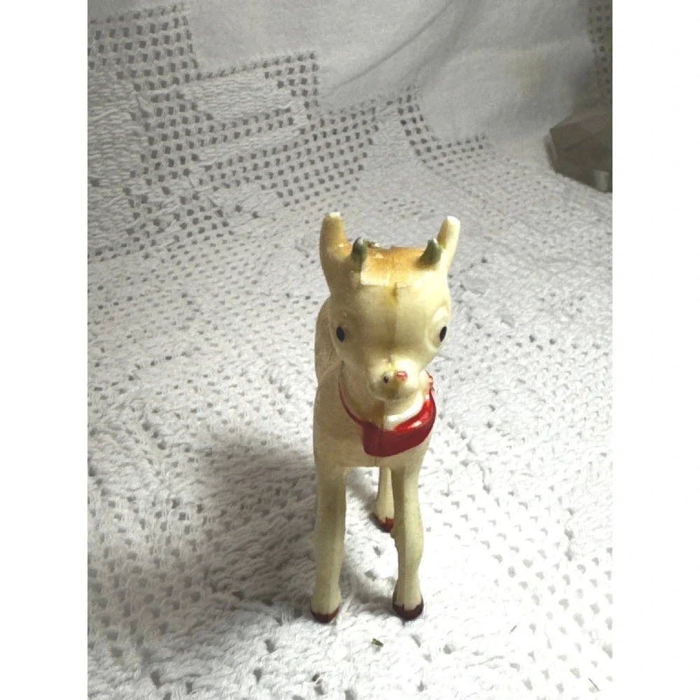 Vintage 1950s Rudolph Red Nosed Reindeer Hard Plastic Christmas FigurinesSet 2